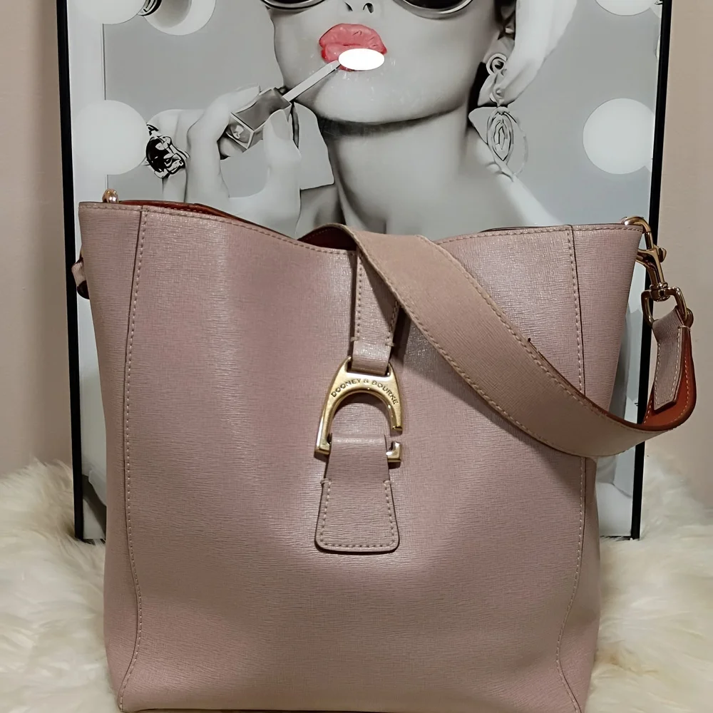 Dooney & Bourke Mauve Shoulder Bag with Gold Buckle